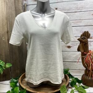 Jacobson's White V-Neck Short Sleeve Tee Shirt L NWT New with Tags